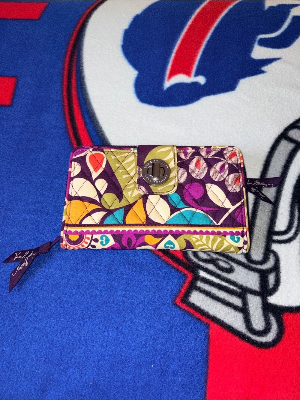 Vera Bradley Purple Multicolor Quilted Turn-Lock Wallet